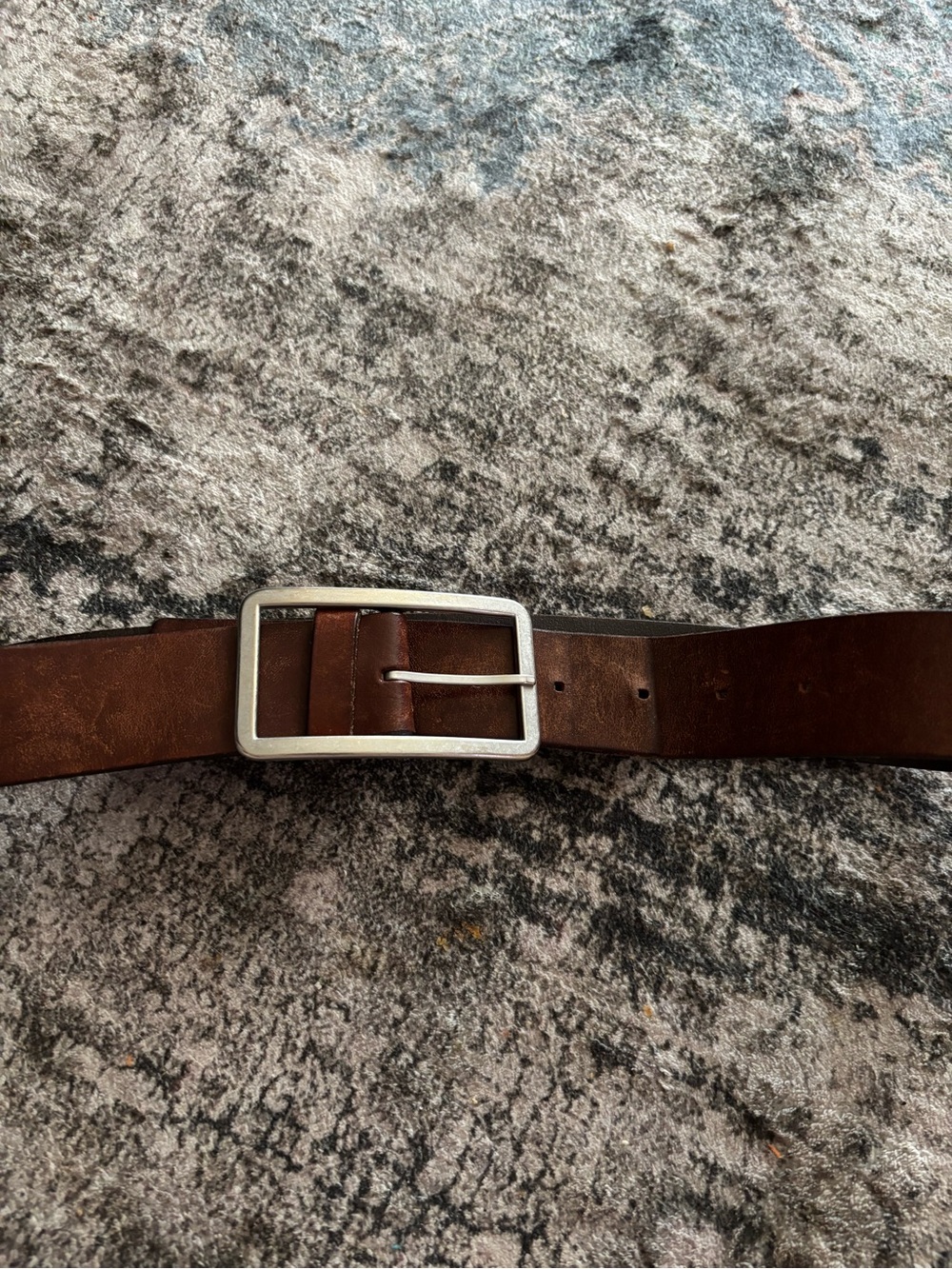 Banana Republic Dark Brown Leather Belt with Silver Rectangular Buckle